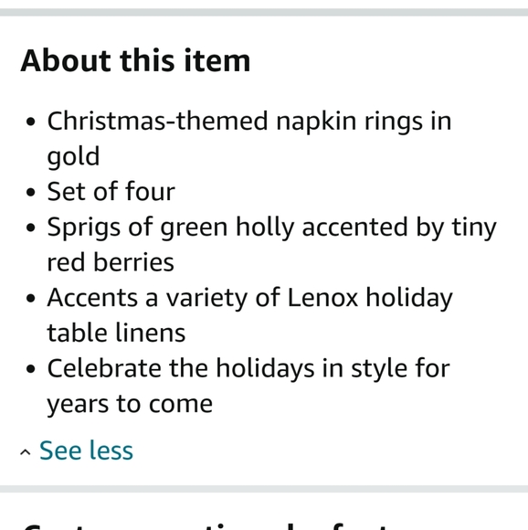 New Lenox Holiday Green Holly & Red Berries in Gold Napkin Rings Set of 4 - Picture 3 of 8